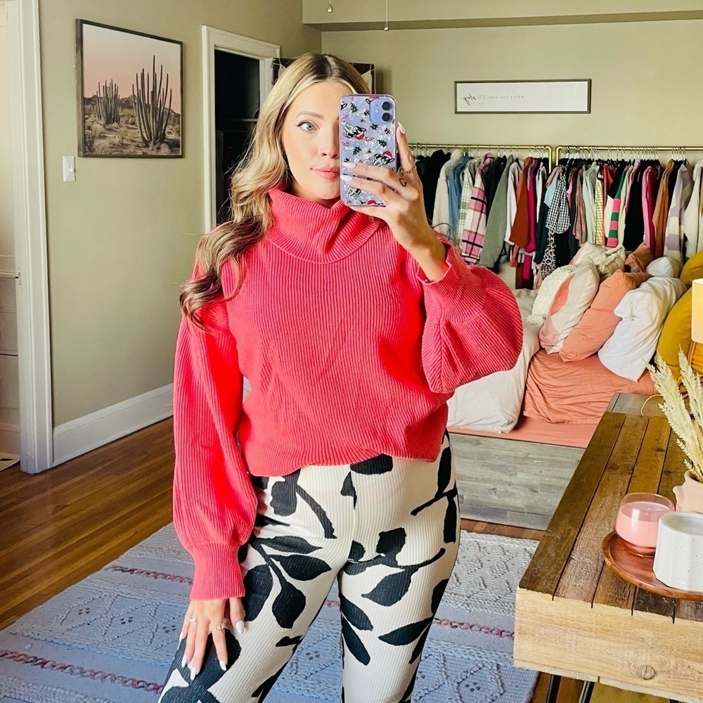 Vici Coral Cowl Neck Balloon Sleeve Sweater